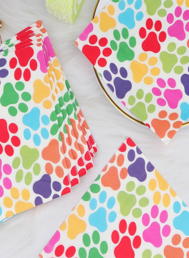 iNINGER 20Pcs Dog Paw Party Napkins,Rainbow Paw Print Dog Napkins Serviettes Tissue for Kids Puppy Dog Themed Birthday Party Supplies,Kids Girls Boys Birthday Party Decorations - Image 5